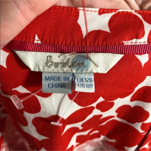 Boden Lara Wrap Dress Red Floral Midi Length Sz 8 - Picture 7 of 11